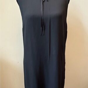 GUCCI Black 100% Silk Bow Tie Flounce Dress 42 Made In Italy